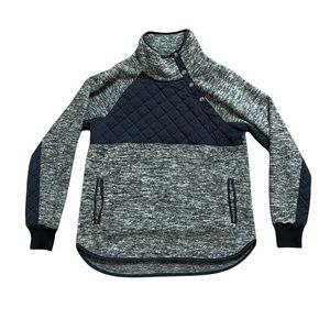 Abercrombie & Fitch Womens Button Down Sweater Fleece Medium Gray Black Quilted